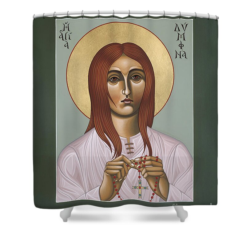 Holy Martyr St Dymphna Of Ireland Shower Curtain featuring the painting Holy Martyr St Dymphna of Ireland 086 by William Hart McNichols