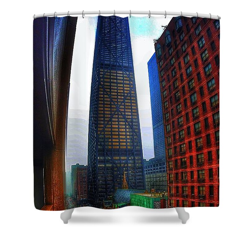 Hancock Shower Curtain featuring the photograph Homage to the Hancock by Nick Heap