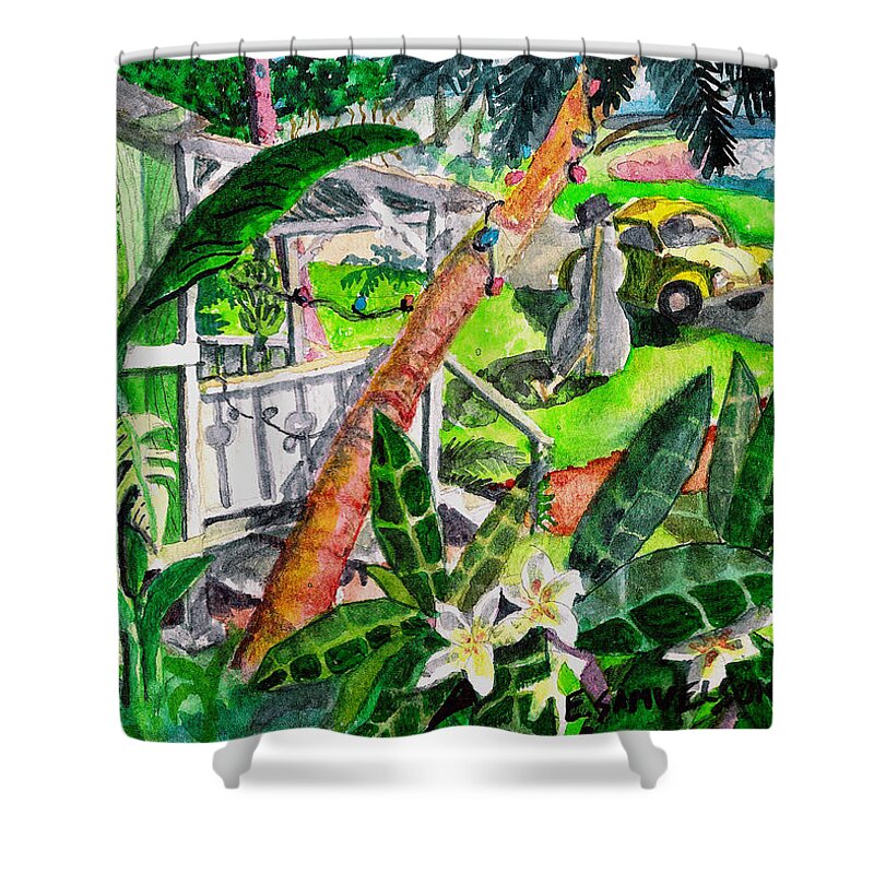 Christmas Shower Curtain featuring the painting Home for the Holidays by Eric Samuelson