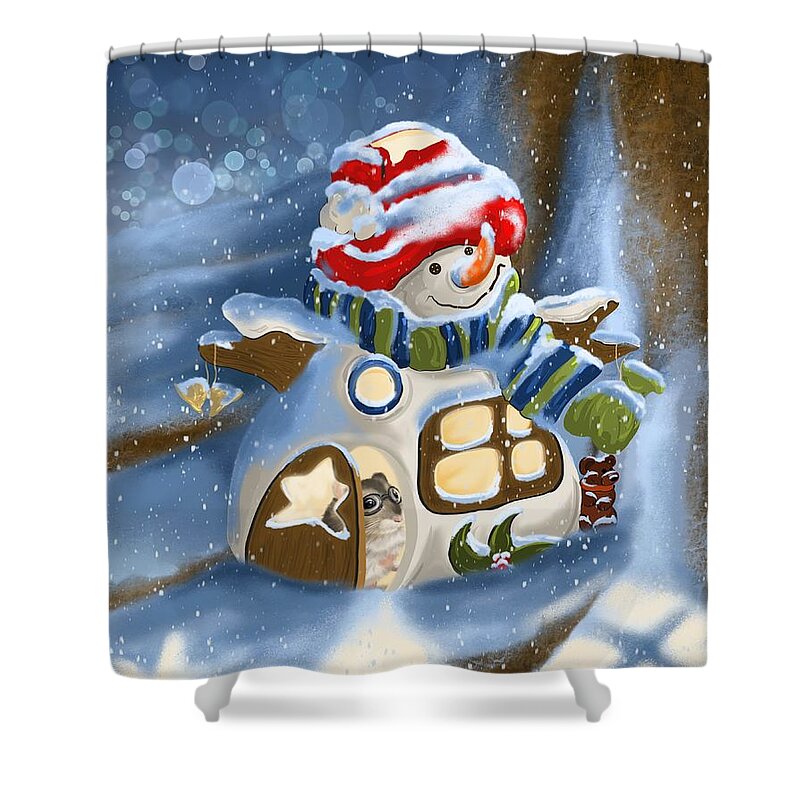 Christmas Shower Curtain featuring the painting Home sweet home by Veronica Minozzi