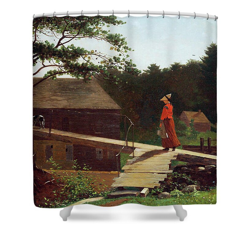 1870 Shower Curtain featuring the painting HOMER, MORNING BELL, 1870 - To License For Professional Use Visit Granger.com by Granger