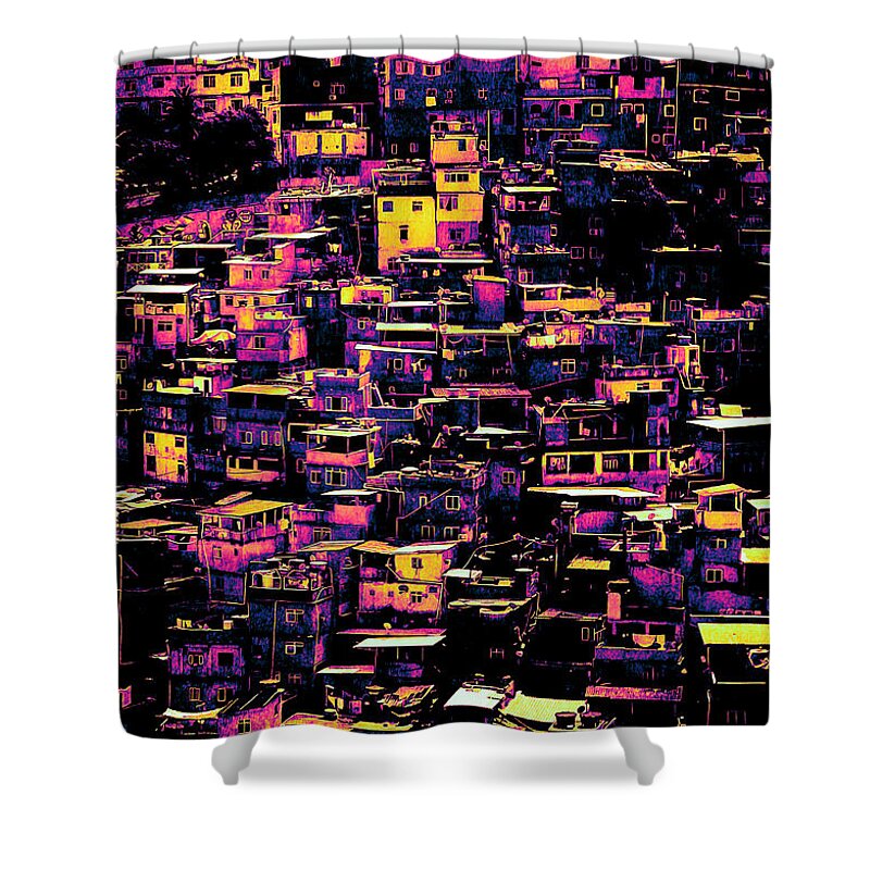 Homes Shower Curtain featuring the photograph Homes On A Hill Pop Art by Phil Perkins