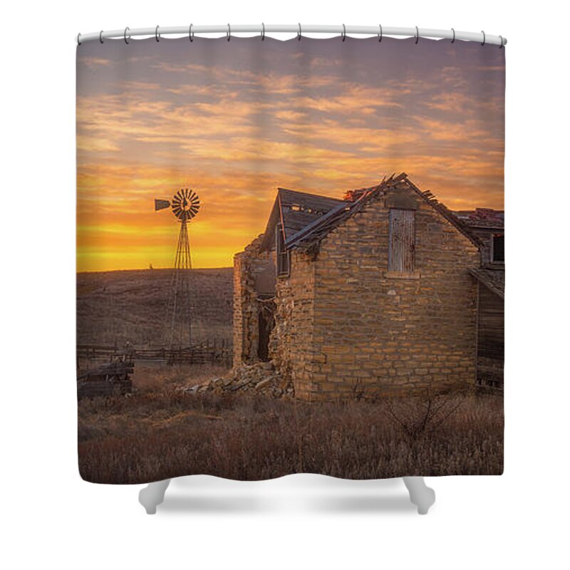 Kansas Shower Curtain featuring the photograph Homestead Sunrise by Darren White