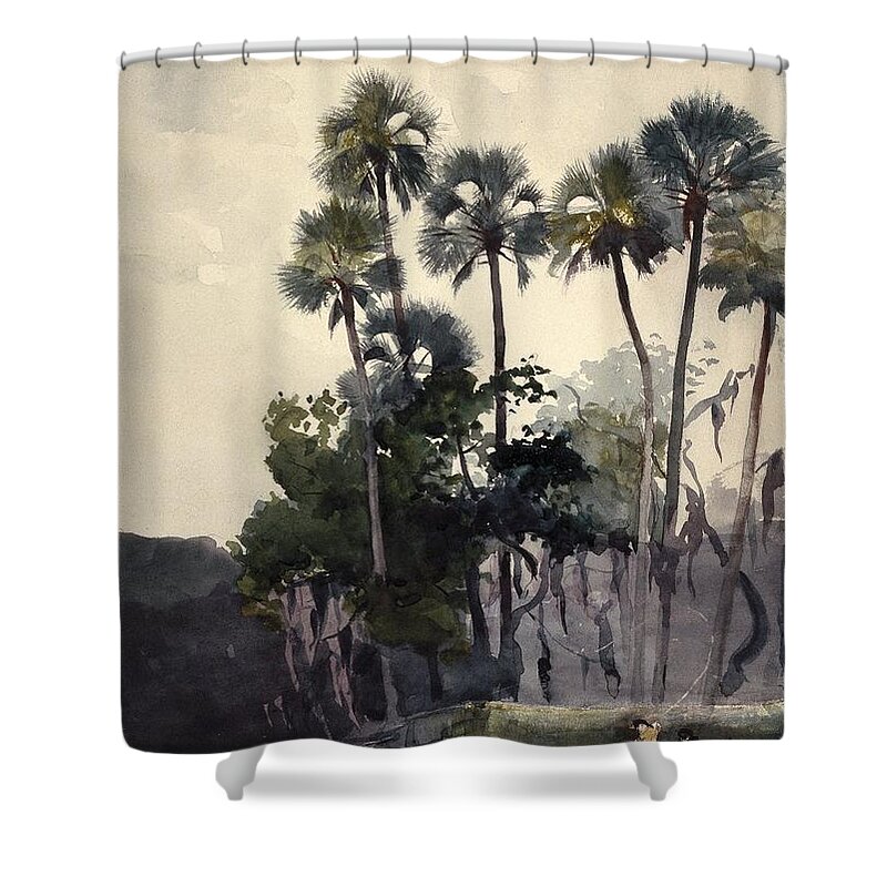 Winslow Homer (american Shower Curtain featuring the painting Homosassa River by MotionAge Designs