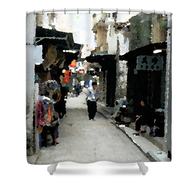 Hong Kong Shower Curtain featuring the photograph Hong Kong Alley by Geoff Jewett