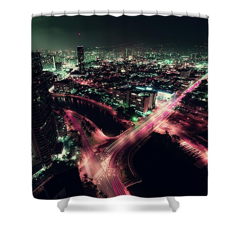 Cityscape Shower Curtain featuring the photograph Honolulu 2049 by William Dickman