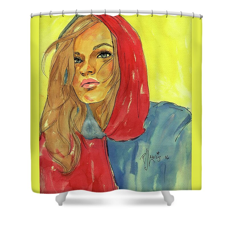 Beautiful Female Shower Curtain featuring the painting Hoody by PJ Lewis