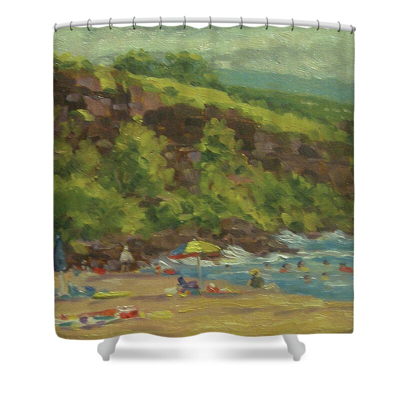 Impressionist Shower Curtain featuring the painting Hookena Beach by Stan Chraminski