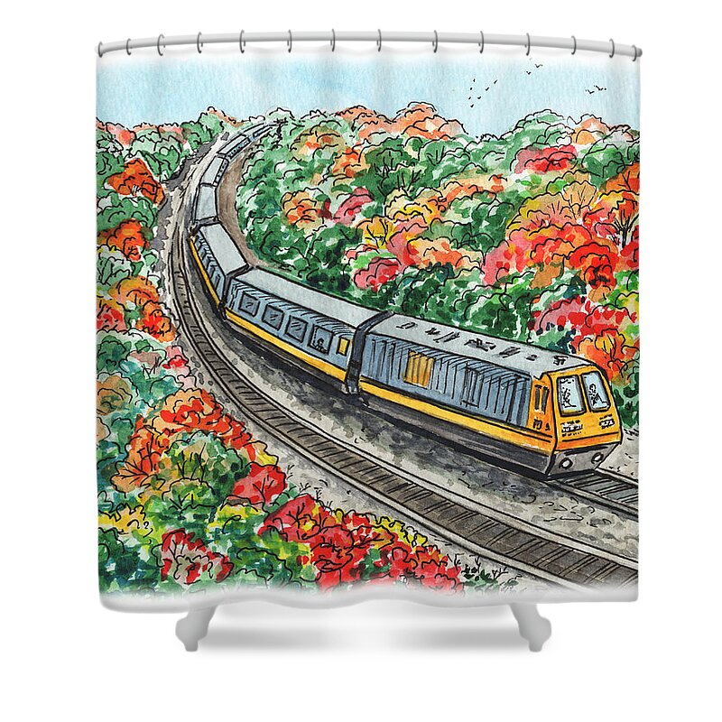 Hop Shower Curtain featuring the painting Hop On A Train by Irina Sztukowski