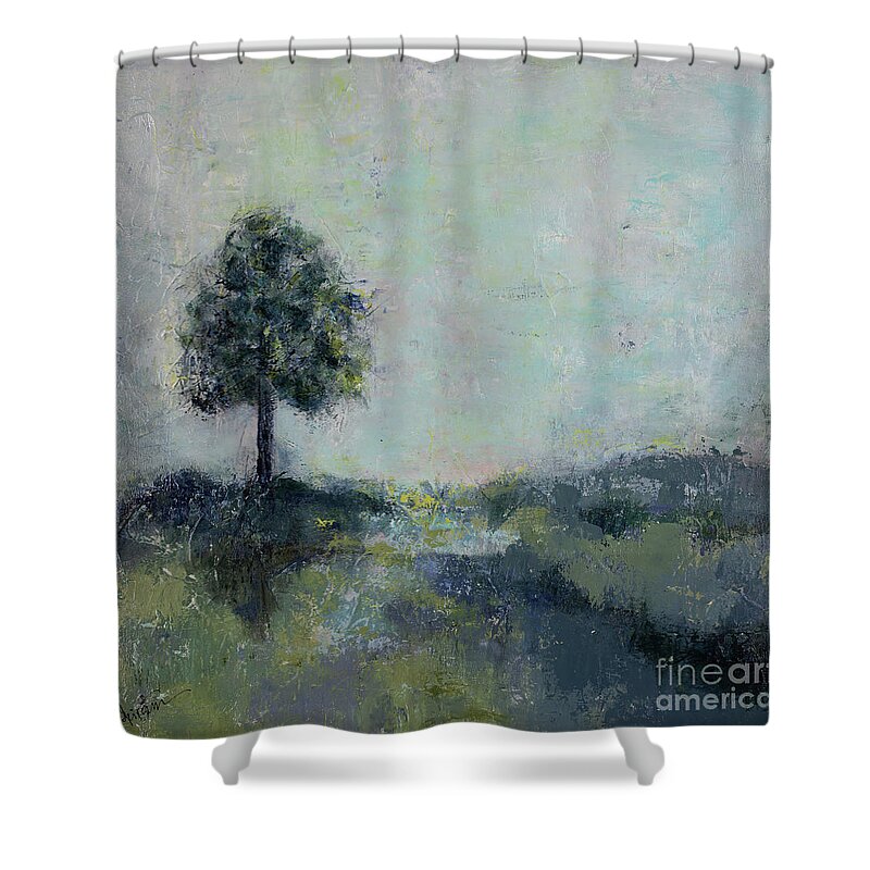 Tree Shower Curtain featuring the painting Hope on the Horizo by Kirsten Koza Reed