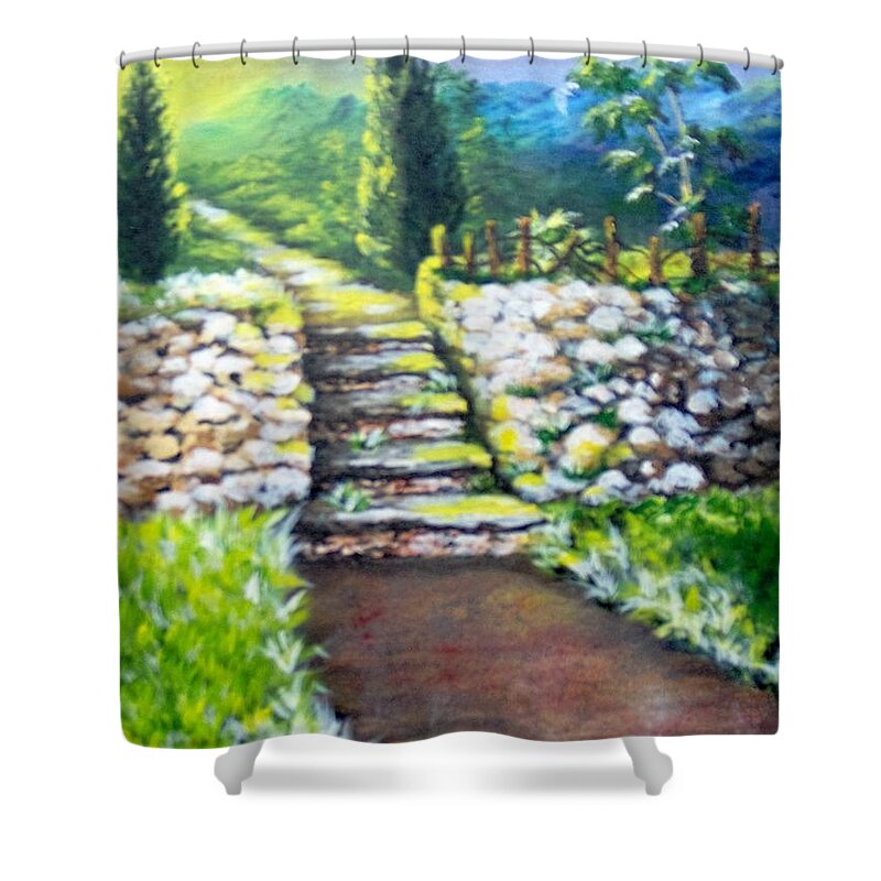 Stairs Shower Curtain featuring the painting Hope by Saundra Johnson