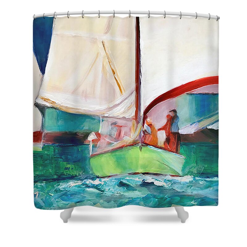 Hope Town Shower Curtain featuring the painting Hope Towards the Finish by Josef Kelly
