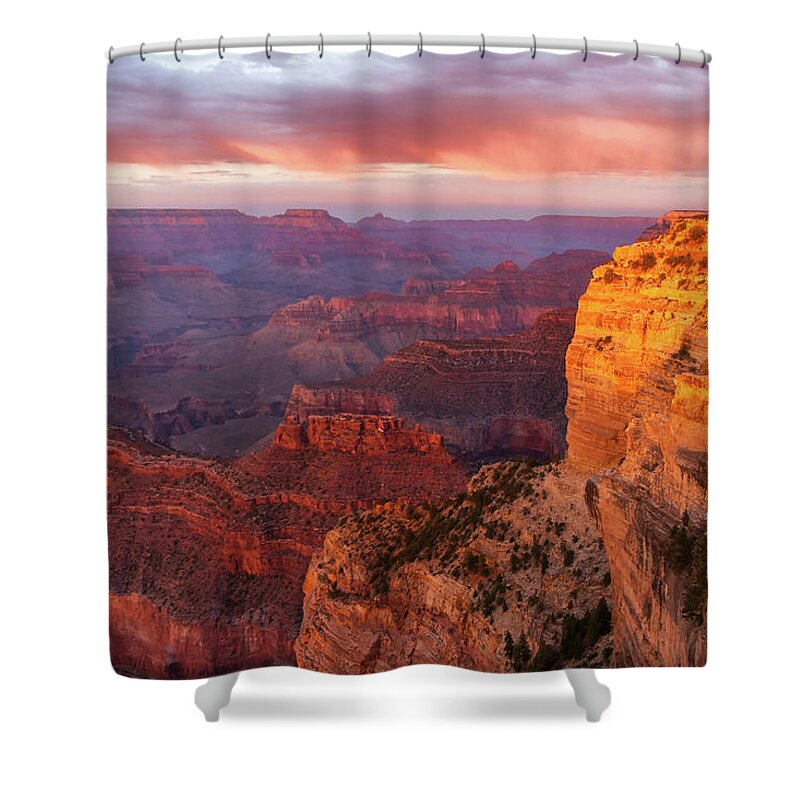 Landscape Shower Curtain featuring the photograph Hopi Point Sunset 3 by Arthur Dodd