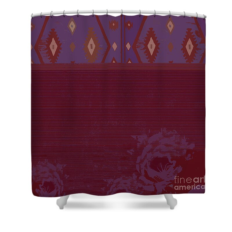Square Shower Curtain featuring the mixed media Hopi Rose by Zsanan Studio