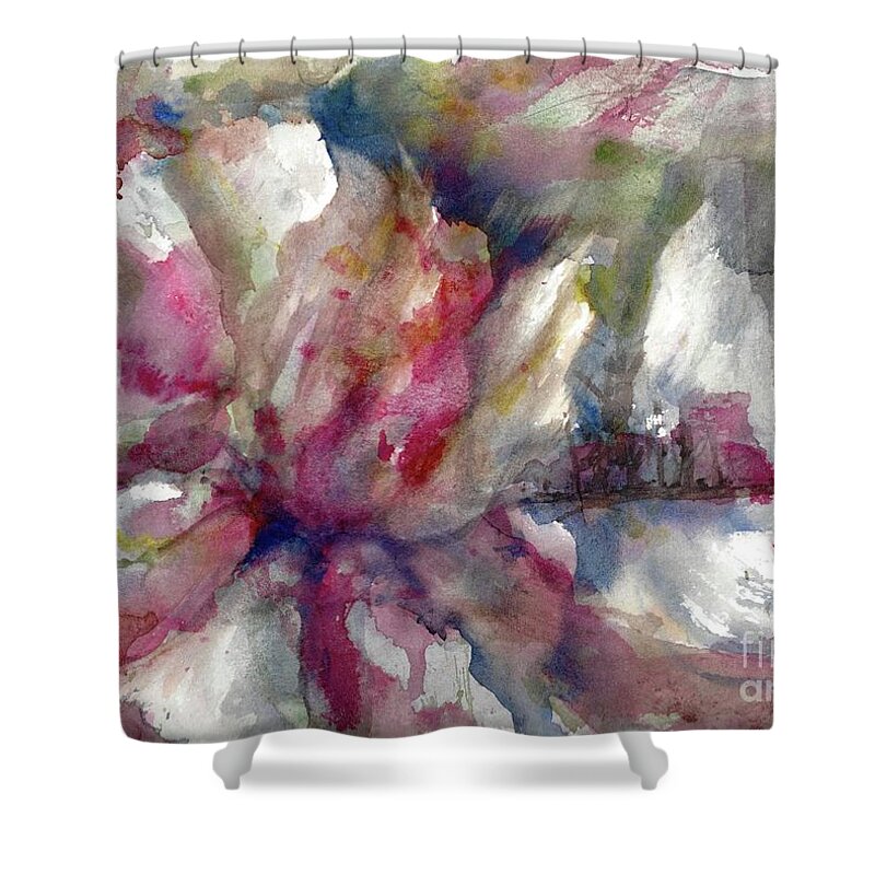 #creativemother Shower Curtain featuring the painting Horizon Bloom by Francelle Theriot