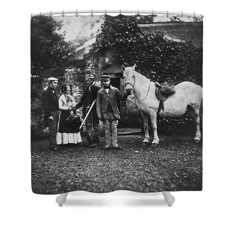 Horse Shower Curtain featuring the photograph Horse and Servant by S Paul Sahm