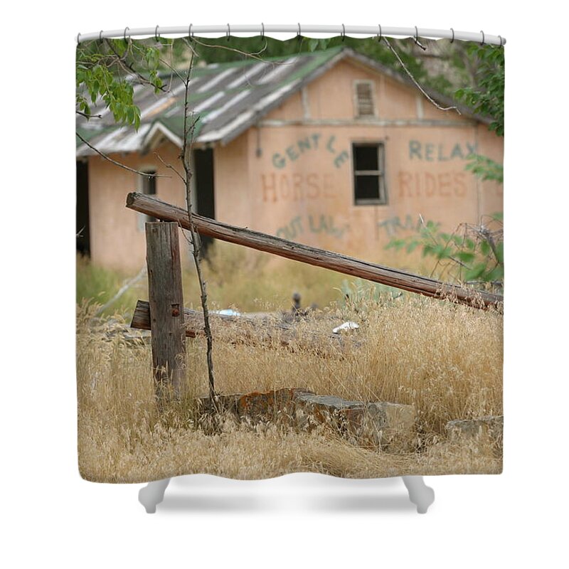 Trail Ride Shower Curtain featuring the photograph Horse Rides with Ghosts by Jeff Floyd CA