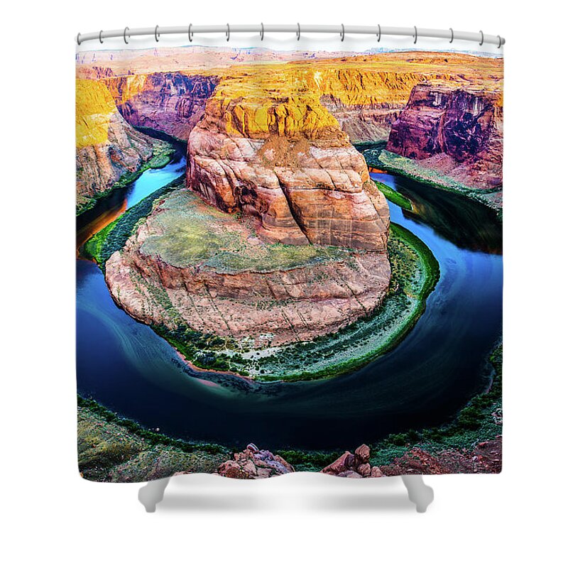 Landscape Shower Curtain featuring the photograph Horse shoe bend - dawn light by Hisao Mogi