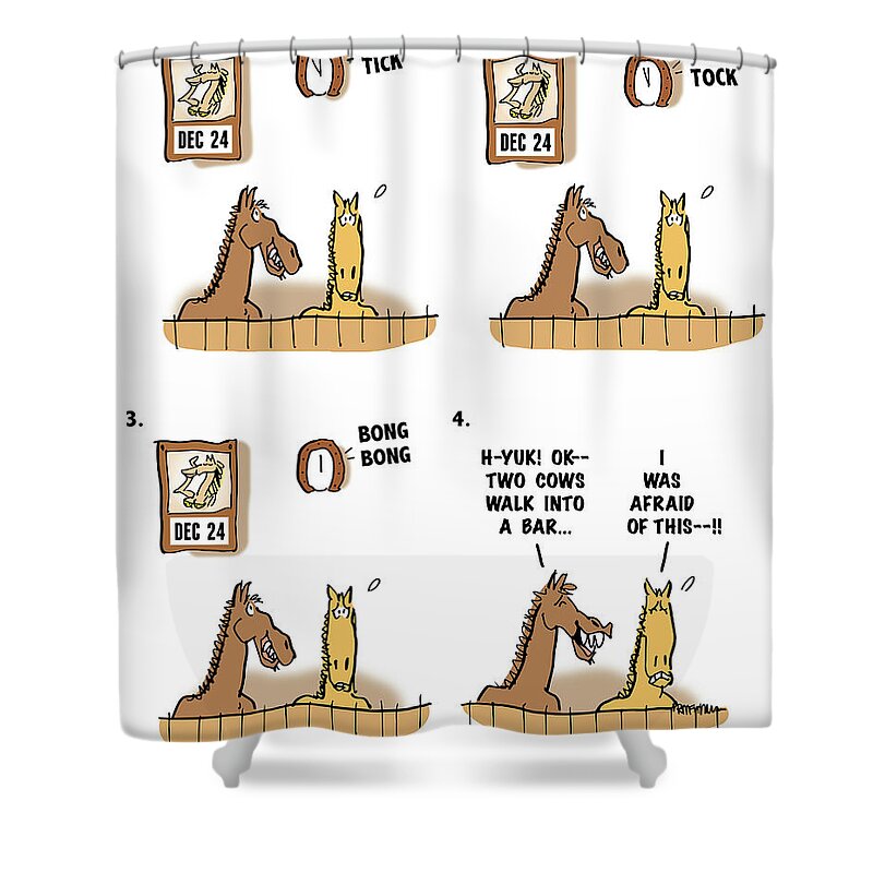 Christmas Shower Curtain featuring the digital art Horse Talk by Mark Armstrong