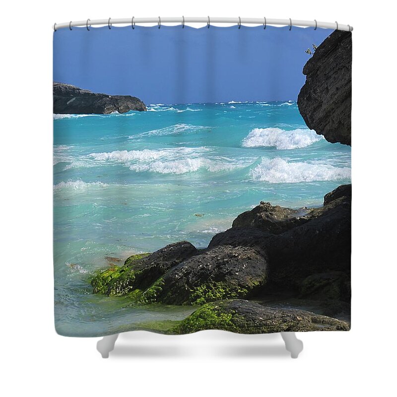 Bermuda Shower Curtain featuring the photograph Horseshoe Bay Rocks by Ian MacDonald