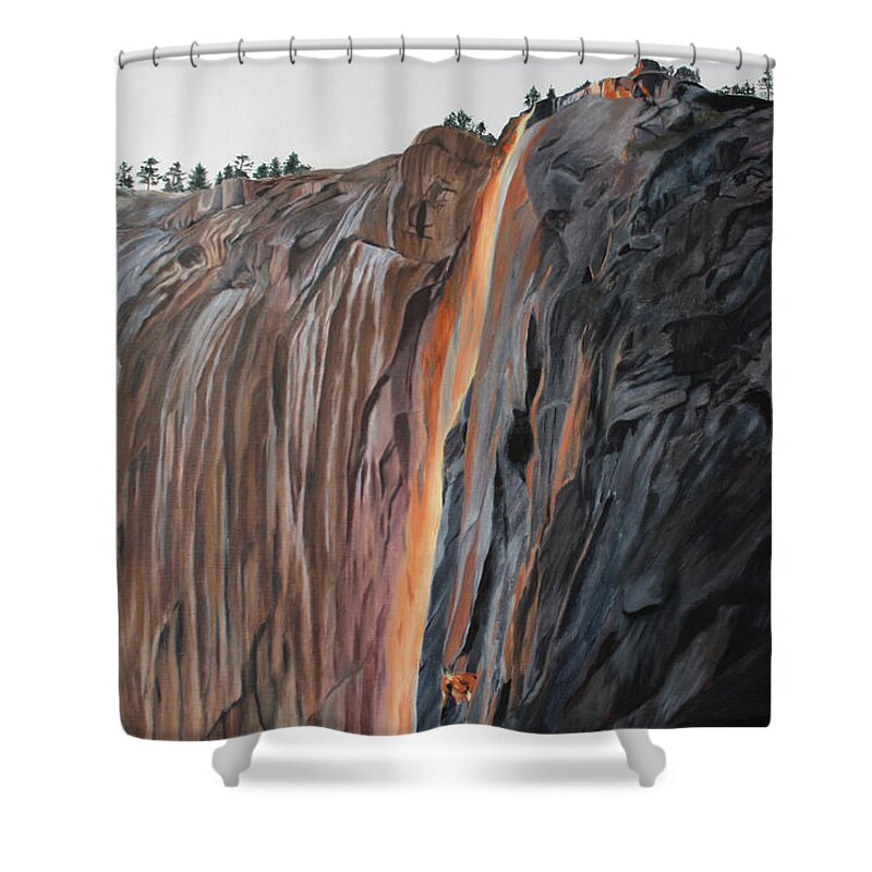 Horsetail Falls Shower Curtain featuring the painting Horsetail Falls by Marg Wolf
