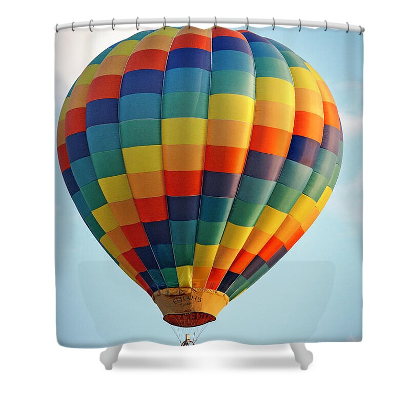 Hot Air Balloon Shower Curtain featuring the photograph Hot Air Balloon Elijah's by Deborah Penland