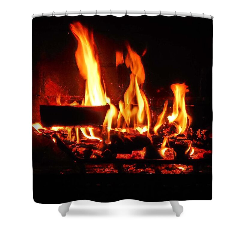 Fire In Fireplace Shower Curtain featuring the photograph Hot Coals by Steve Godleski