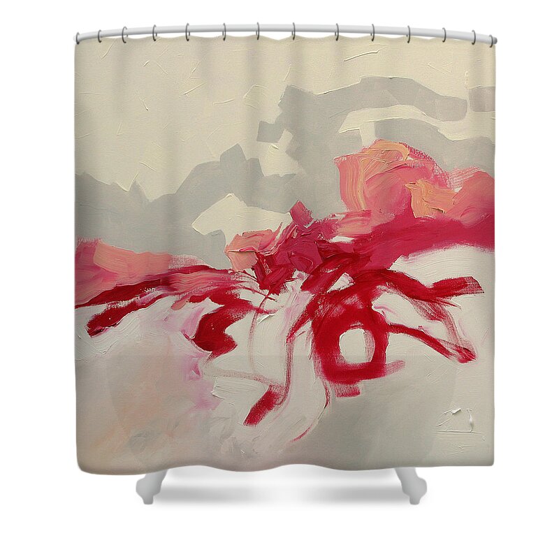 Art Shower Curtain featuring the painting Hot Flash by Linda Monfort