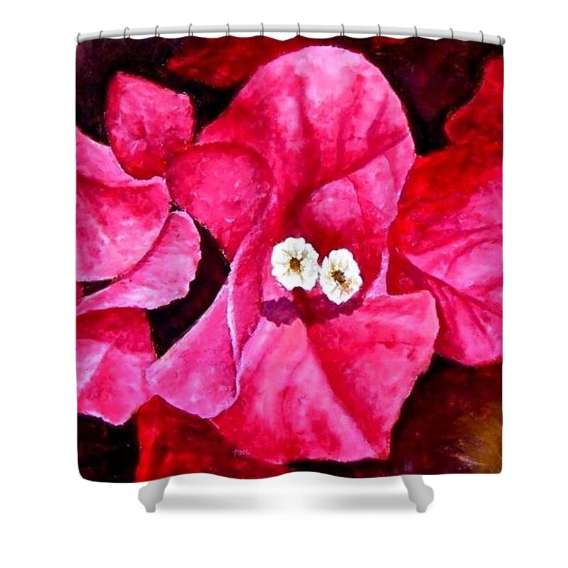 Oil Shower Curtain featuring the painting Hot Pink Bougainvillea by Darla Brock
