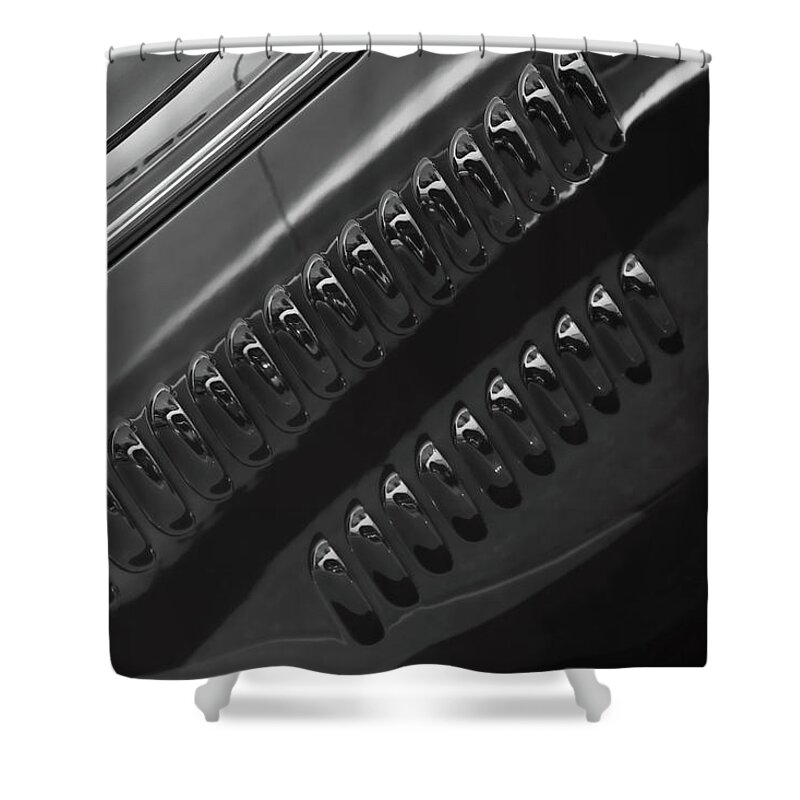 Hot Rod Shower Curtain featuring the photograph Hot Rod Vents B / W by DiDesigns Graphics