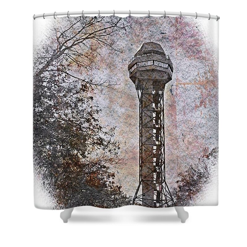 Hot Springs Mountain Tower Shower Curtain featuring the digital art Hot Springs Mountain Tower_2c by Walter Herrit
