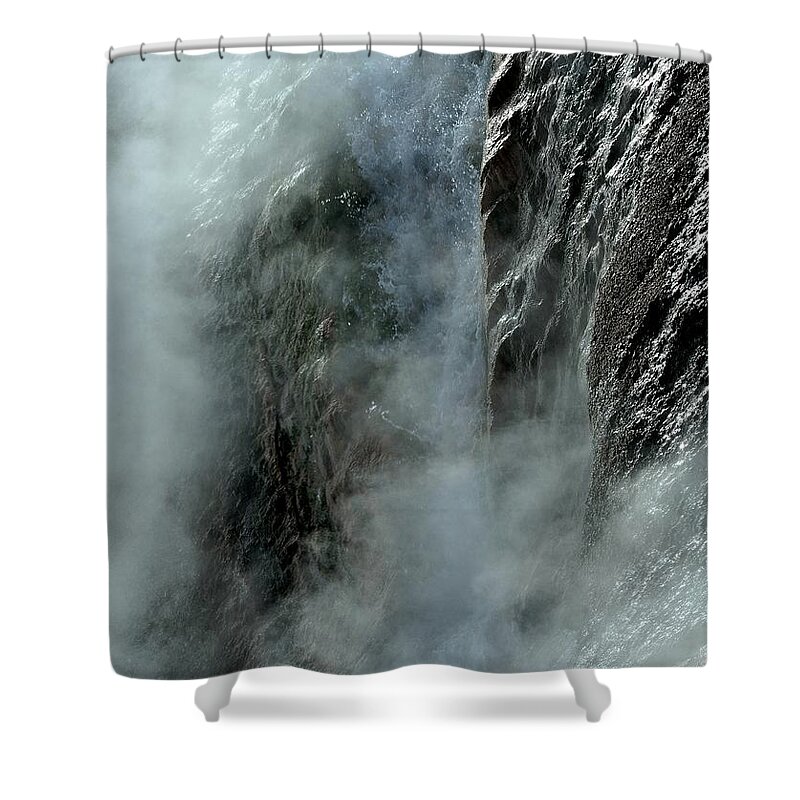 Waterfall Shower Curtain featuring the photograph Hot Water into Cold Makes Steam by Kae Cheatham