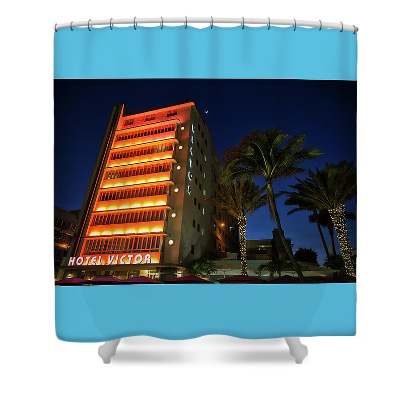 Florida Shower Curtain featuring the photograph Hotel Victor South Beach by Penny Meyers