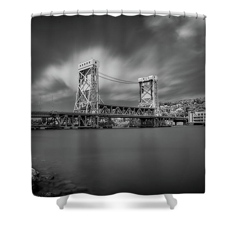 Houghton Shower Curtain featuring the photograph Houghton Portage Bridge by James Howe