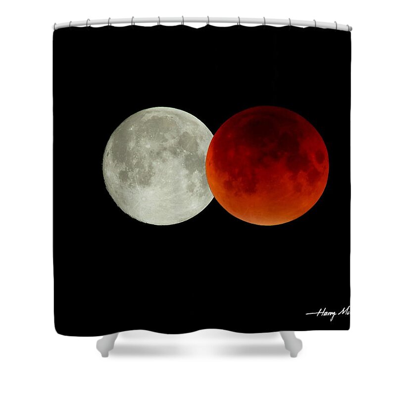 Lunar Eclipse Shower Curtain featuring the photograph Hours Apart by Harry Moulton