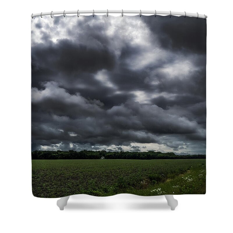 Landscape Shower Curtain featuring the photograph House in the Trees by Eric Benjamin