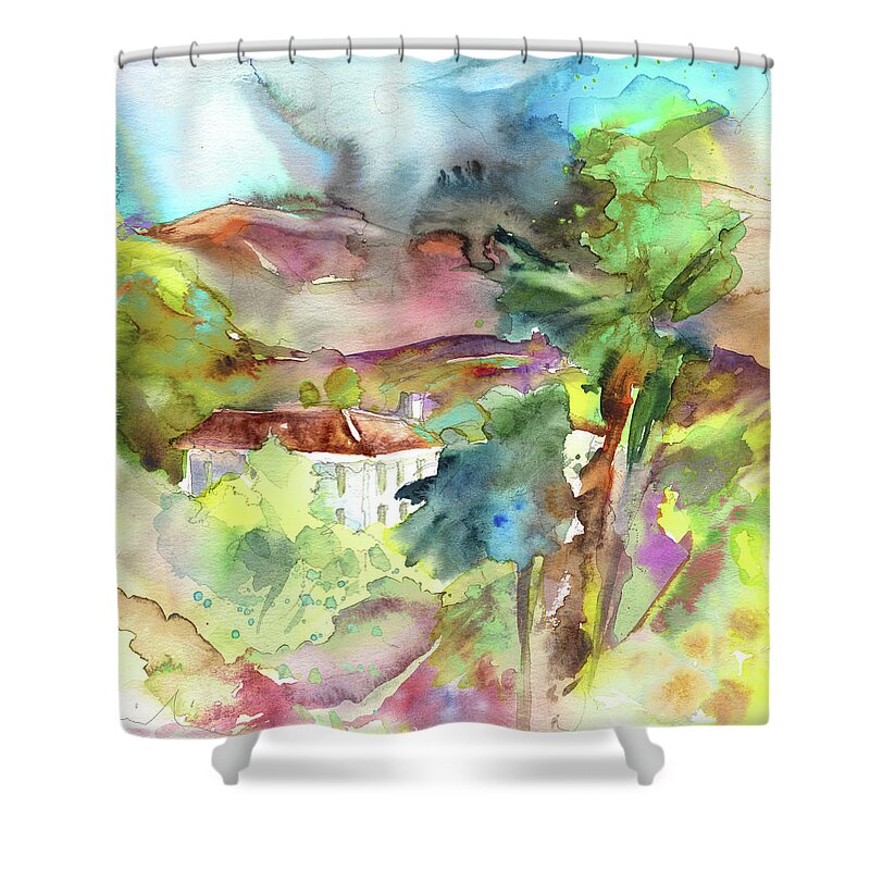 Travel Shower Curtain featuring the painting House in Tuscany by Miki De Goodaboom