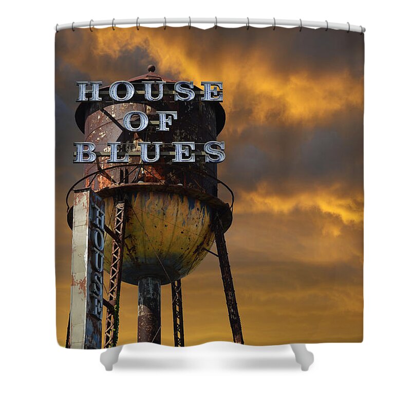 Sign Shower Curtain featuring the photograph House Of Blues by Laura Fasulo