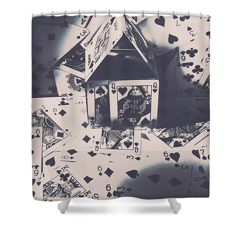 Cards Shower Curtain featuring the photograph House of cards by Jorgo Photography
