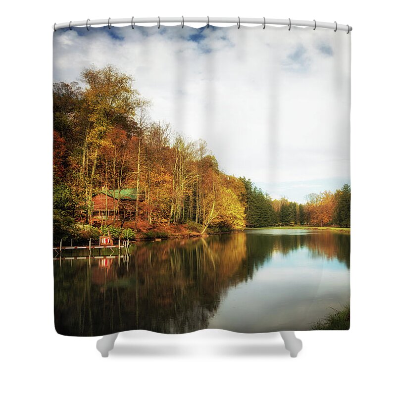 House Shower Curtain featuring the photograph House on the Lake II by Tom Mc Nemar