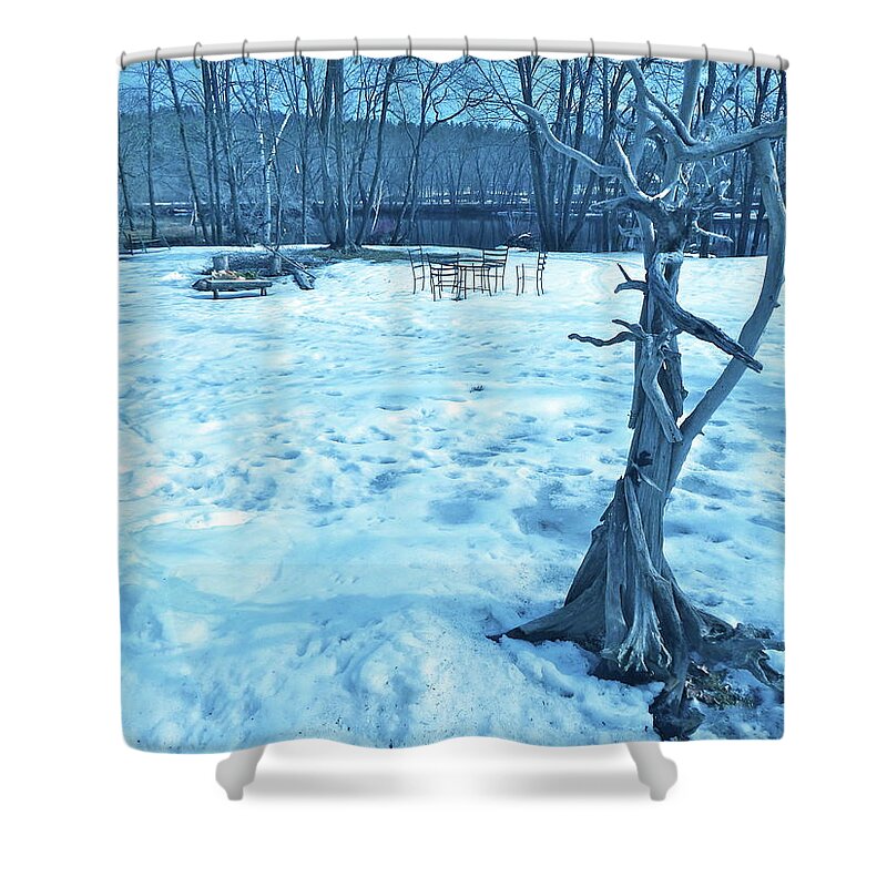 New England Landscape Shower Curtain featuring the photograph Housesitting 4 by George Ramos