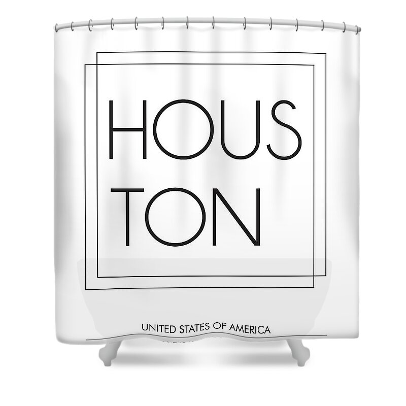 Houston Shower Curtain featuring the mixed media Houston, United States Of America - City Name Typography - Minimalist City Posters #1 by Studio Grafiikka
