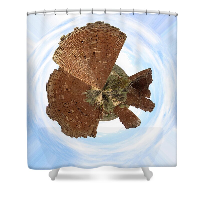 Blue Shower Curtain featuring the photograph Hovenweep Stereographic Projection by K Bradley Washburn