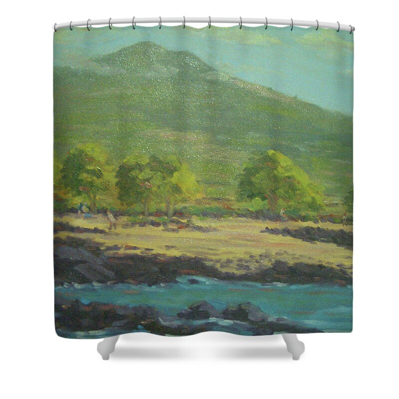 Impressionist Shower Curtain featuring the painting Hualalai Mountain by Stan Chraminski