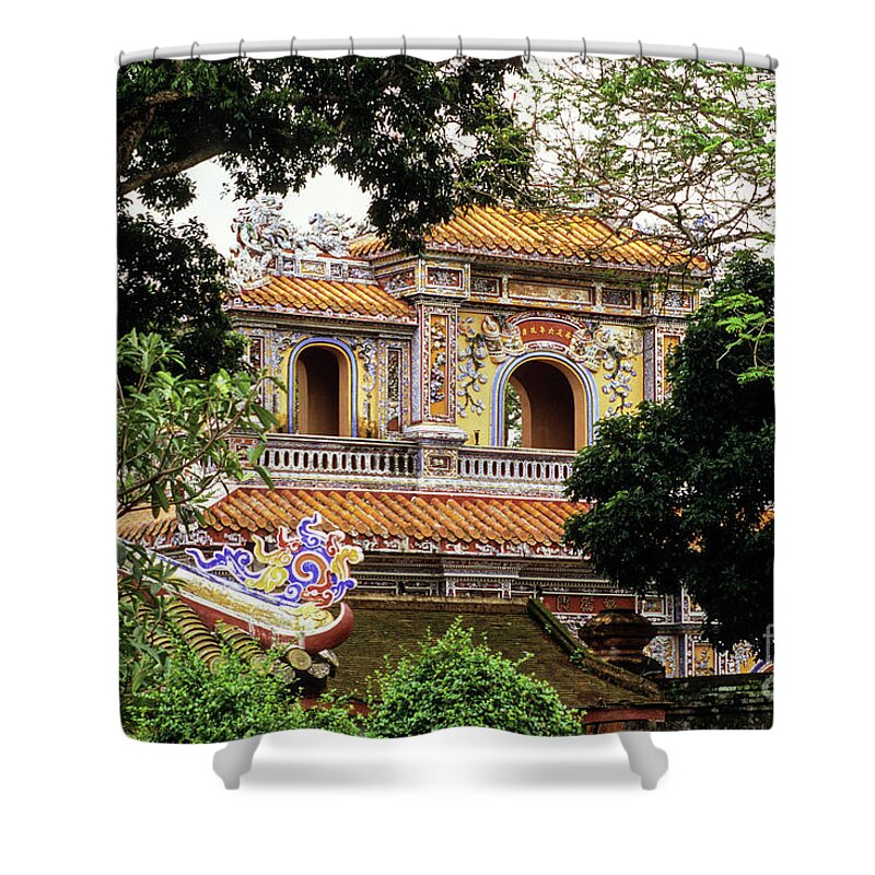 Vietnam Shower Curtain featuring the photograph Hue Hien Nhon Gate 02 by Rick Piper Photography
