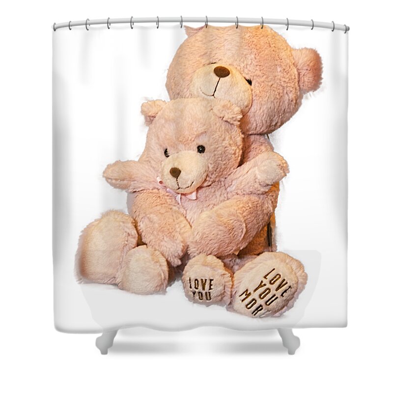 Bears Shower Curtain featuring the photograph Hugging bears Cut Out by Linda Phelps