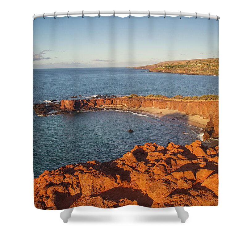 Lanai Sunrise Shower Curtain featuring the photograph Hulopoe beach sunrise by Kunal Mehra