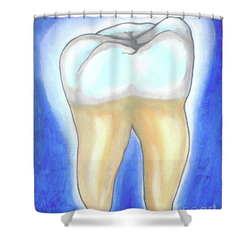 Molar Shower Curtain featuring the painting Human Molar by Vesna Antic