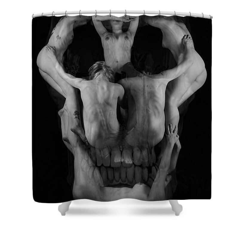 Artistic Photographs Shower Curtain featuring the photograph Human skull by Robert WK Clark