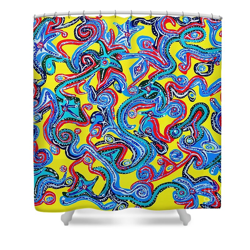 Abstract Shower Curtain featuring the painting Human spirit by Gina Nicolae Johnson
